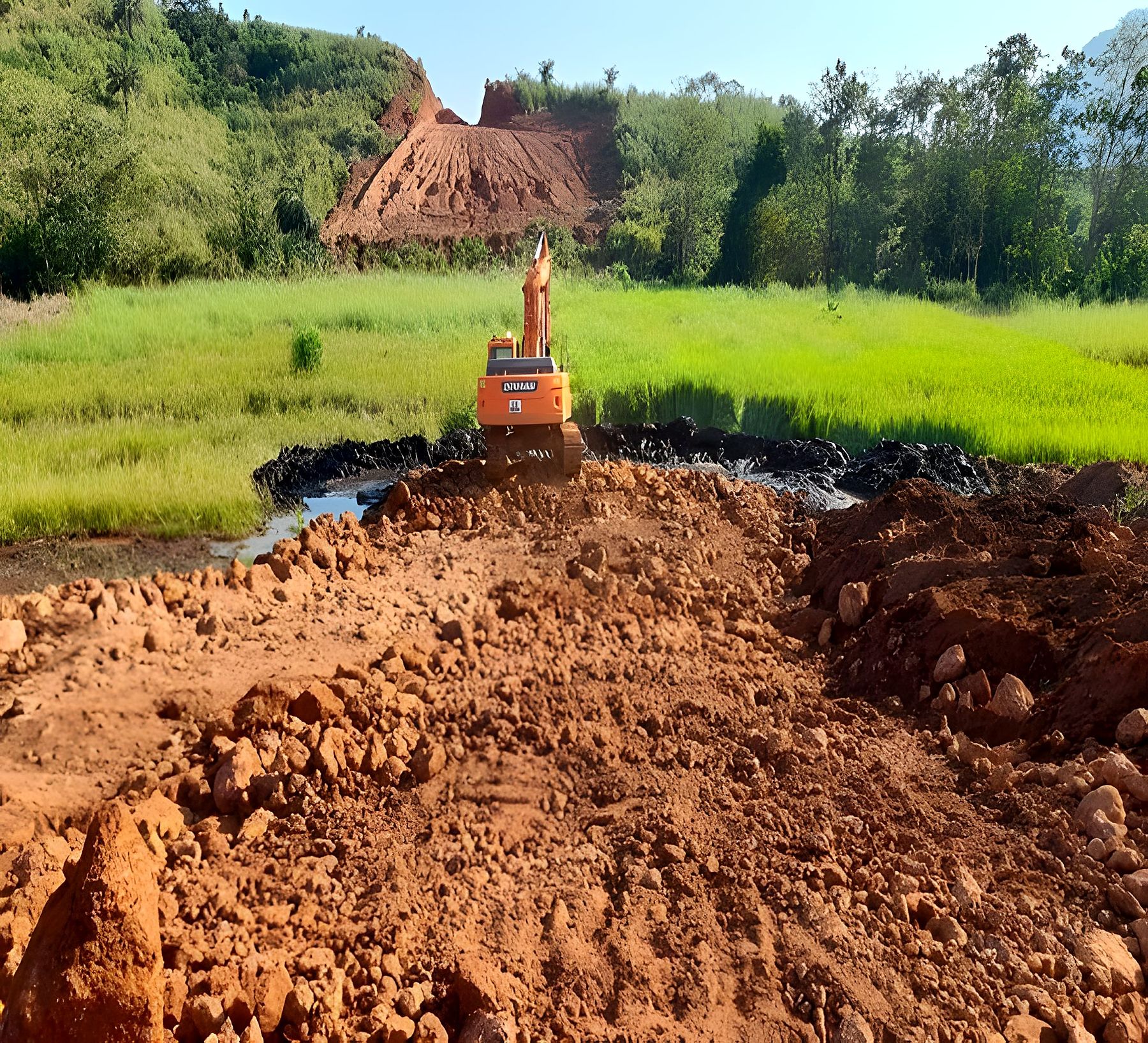 Travaux d'enrochement de la déviation