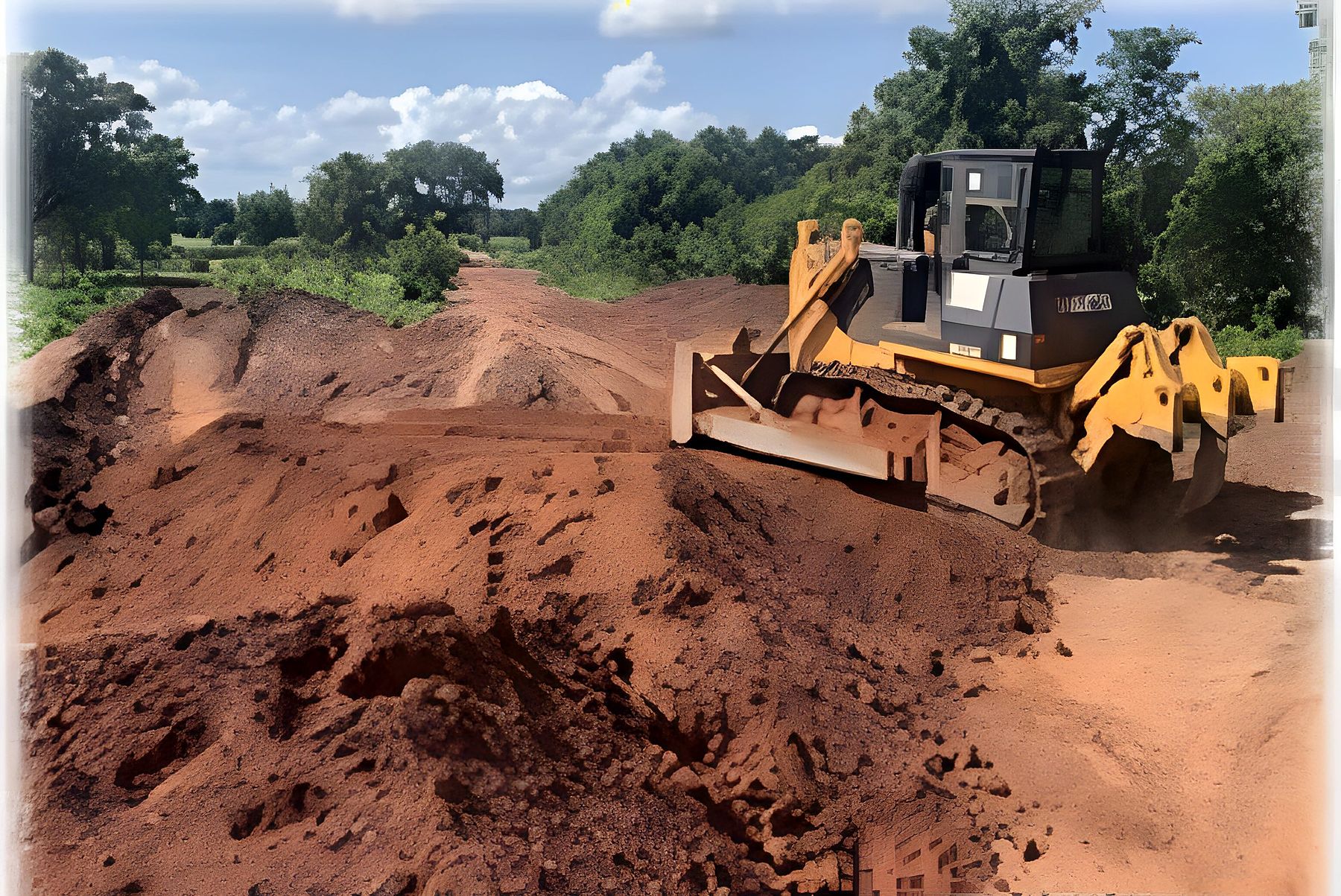 Bulldozer en action sur le tracé de Mandiana