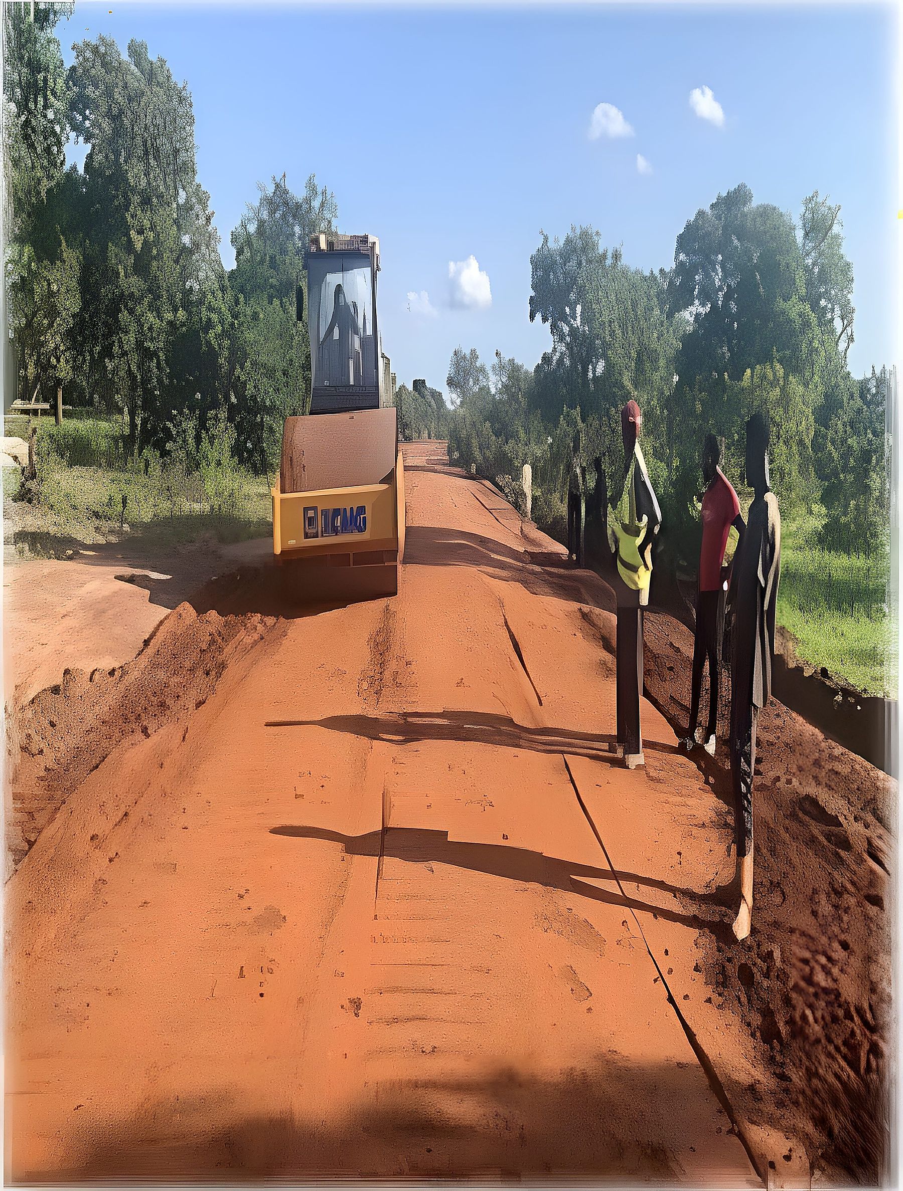 Compactage de la plate-forme sur la route de Mandiana